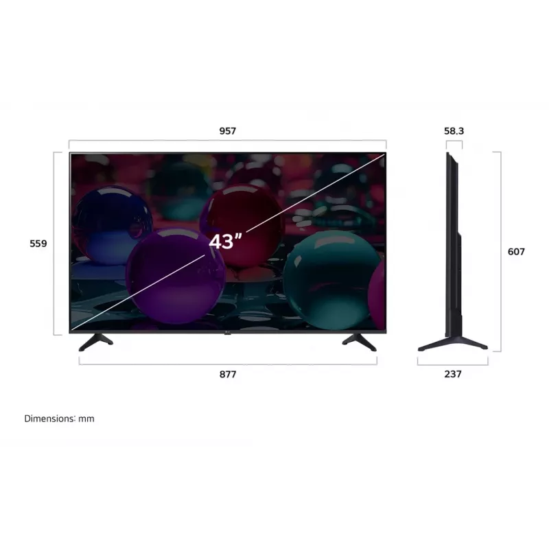 LG UHD AI 43UA73003LA TV 109,2 cm (43 Zoll) 4K Ultra HD Smart-TV Wi-Fi Schwarz