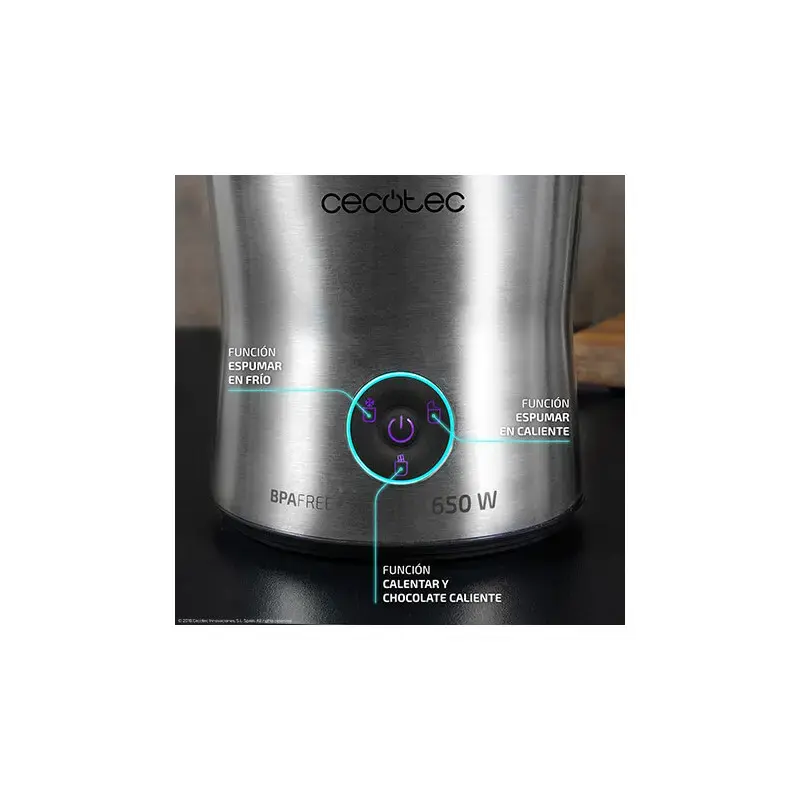 Milchaufschäumer/-wärmer CECOTEC 01518 — Automatisch, 650 W, Edelstahlschüssel, Silber
