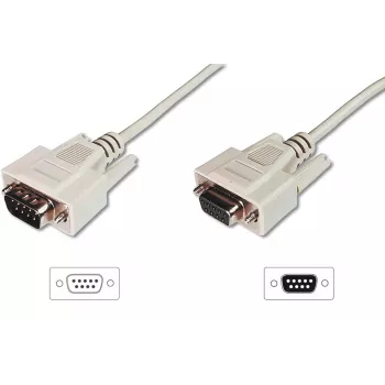 DIGITUS Datenübertragungs-Verlängerungskabel, D-Sub9 M/F, 2m seriell, vergossen beige