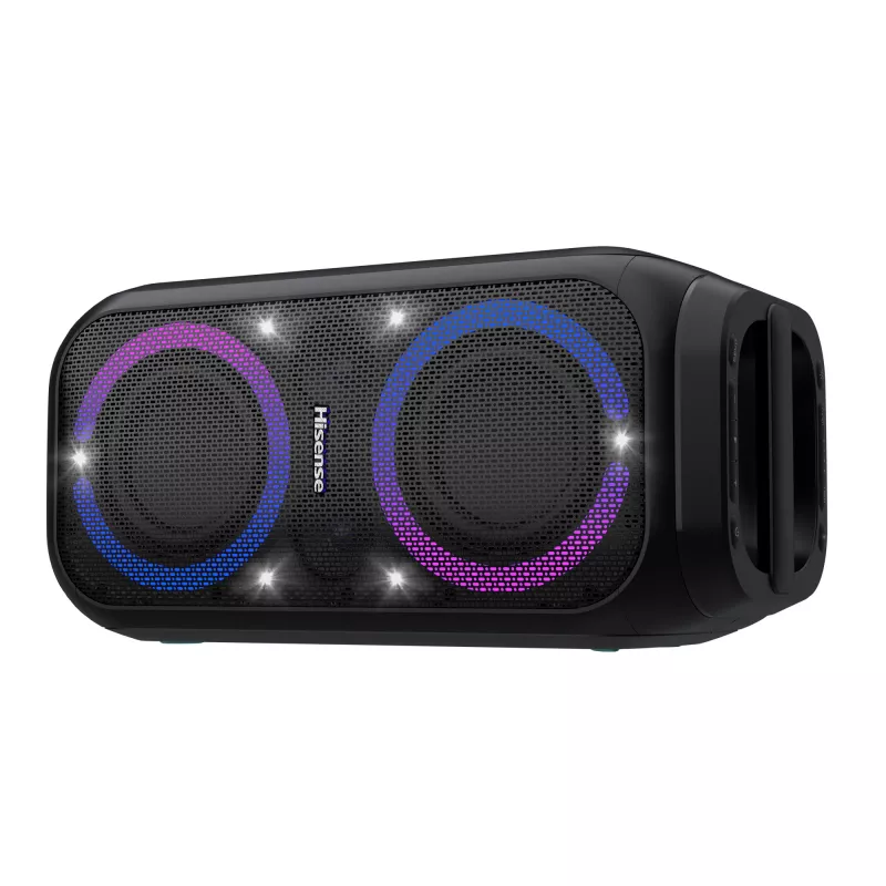 Tragbarer Party-Lautsprecher HISENSE Party Rocker 160 — 160 W RMS, 2.0 Kanäle, IPX4, schwarz, 6,3 kg