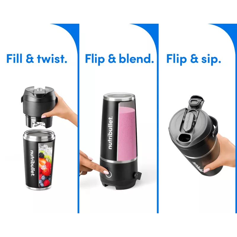 NutriBullet Flip 0,59 L tragbarer Mixer 11 W Schwarz