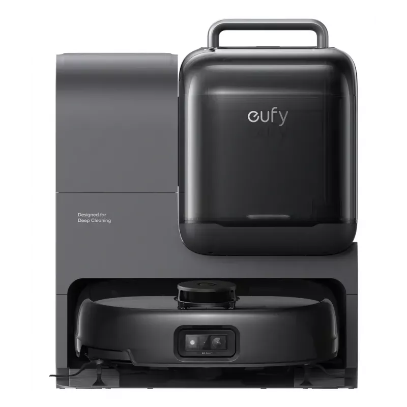 Roboterstaubsauger und Wischmopp Eufy Omni E28 — 3 l Staub, 2,5 l Wasser, 5200 mAh Akku, schwarz