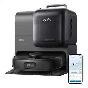 Roboterstaubsauger und Wischmopp Eufy Omni E28 — 3 l Staub, 2,5 l Wasser, 5200 mAh Akku, schwarz
