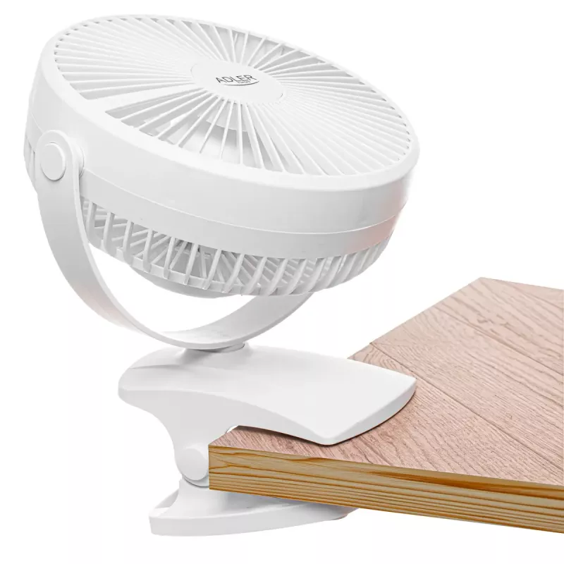 Adler AD 7342 wiederaufladbarer Klemm-Ventilator — 15,5 cm, 3 Geschwindigkeiten, Oszillation, 5 W
