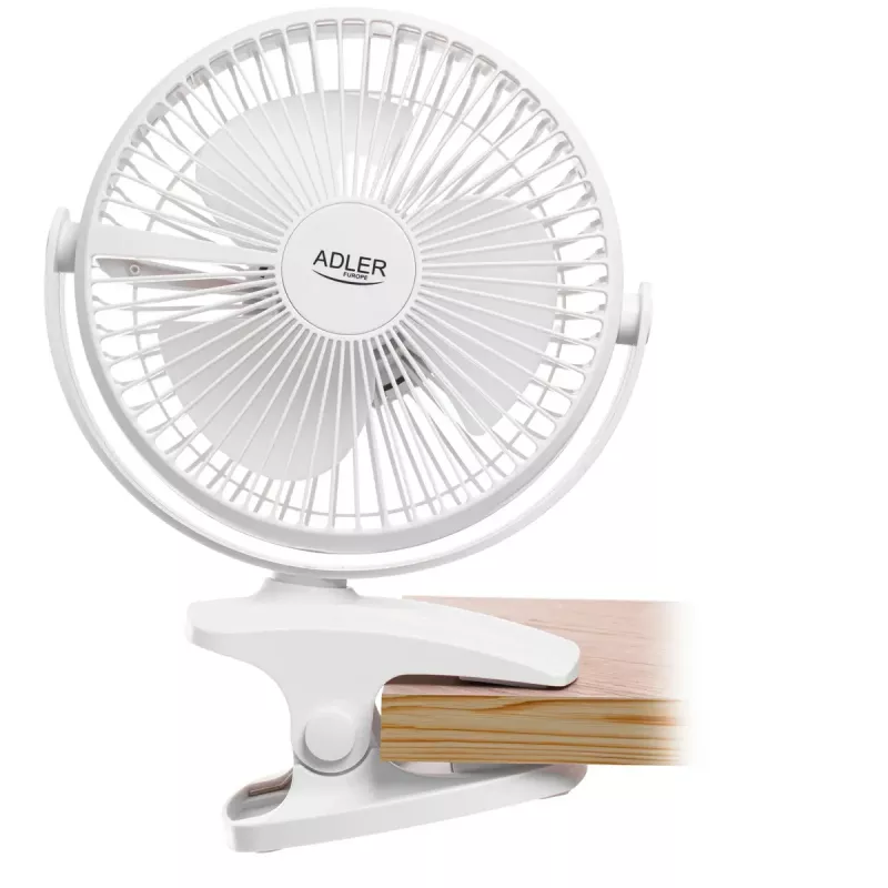 Adler AD 7342 wiederaufladbarer Klemm-Ventilator — 15,5 cm, 3 Geschwindigkeiten, Oszillation, 5 W