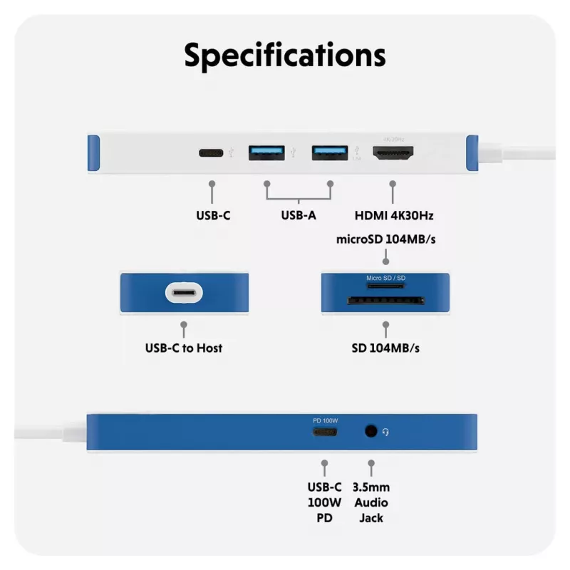 TARGUS Hyperdrive Flex 8 Port USB-C Hub (blau)