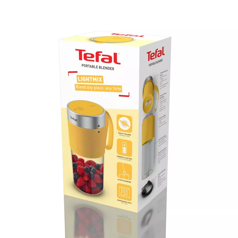 Tragbarer Mixer Tefal Lightmix BL1C0230 – 0,3 l, wiederaufladbar Li‑Ion 1200 mAh, Edelstahl/Gelb