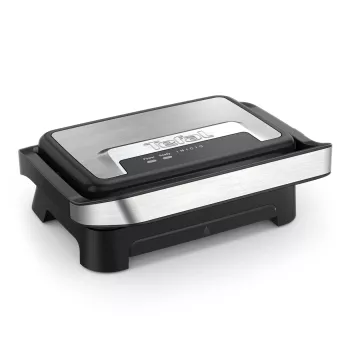 Kontaktgrill Tefal Inicio Compact GC270D10 — rechteckig 1000 W, Grillrost-Oberseite, schwarz/Edelstahl