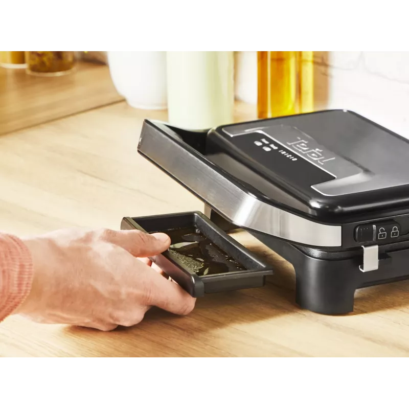 Kontaktgrill Tefal Inicio Compact GC270D10 — rechteckig 1000 W, Grillrost-Oberseite, schwarz/Edelstahl