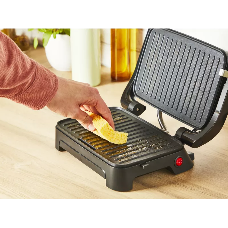 Kontaktgrill Tefal Inicio Compact GC270D10 — rechteckig 1000 W, Grillrost-Oberseite, schwarz/Edelstahl