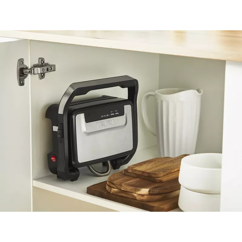 Kontaktgrill Tefal Inicio Compact GC270D10 — rechteckig 1000 W, Grillrost-Oberseite, schwarz/Edelstahl