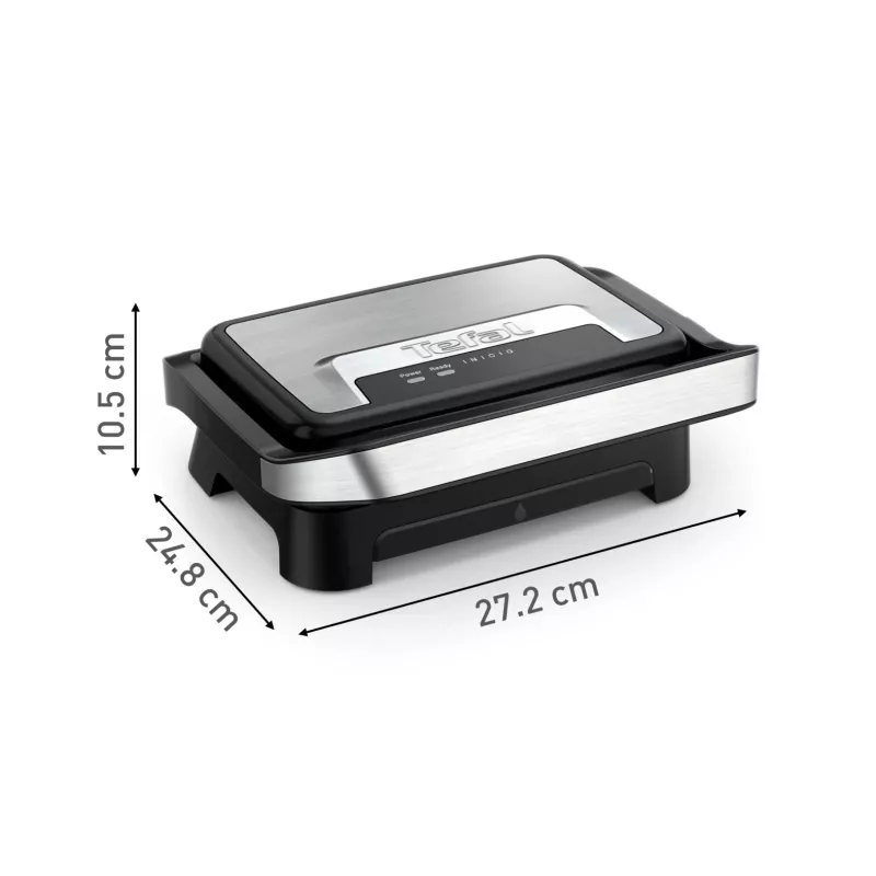 Kontaktgrill Tefal Inicio Compact GC270D10 — rechteckig 1000 W, Grillrost-Oberseite, schwarz/Edelstahl