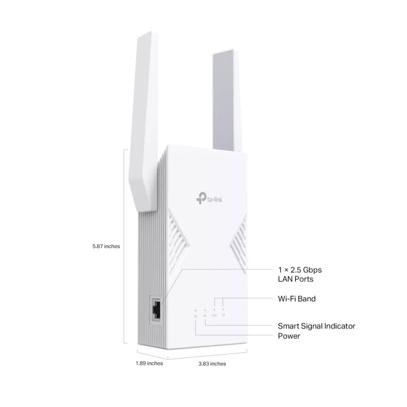 Netzwerk-Sender & -Empfänger TP‑LINK BE3600 2882 Mbit/s, Dualband 2,4/5 GHz, 1× RJ‑45, Weiß