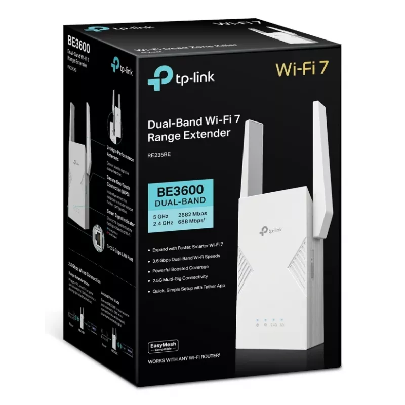Netzwerk-Sender & -Empfänger TP‑LINK BE3600 2882 Mbit/s, Dualband 2,4/5 GHz, 1× RJ‑45, Weiß