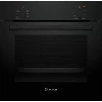 Einbau-Elektrobackofen Bosch Serie 2 HBF010BA1 — 66 L, Energieklasse A, Drehregler, schwarz
