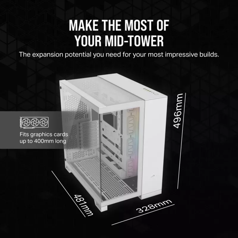 CORSAIR PC-Gehäuse – iCUE LINK 6500X RGB Mid-Tower Dual Chamber Weiß