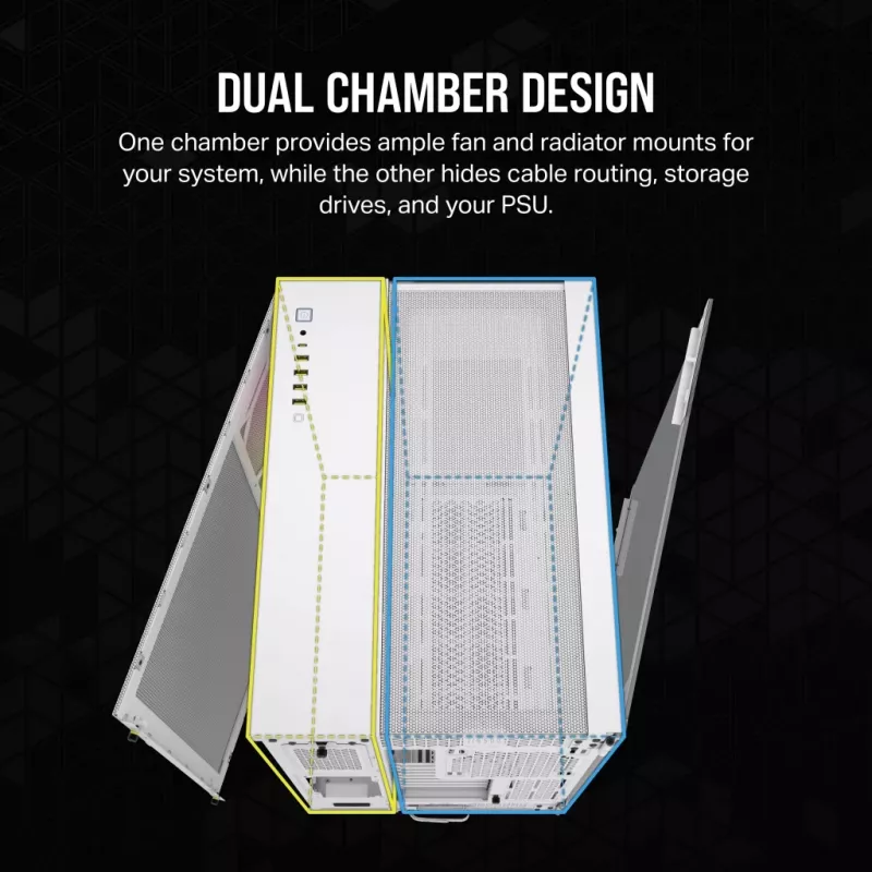 CORSAIR PC-Gehäuse – iCUE LINK 6500X RGB Mid-Tower Dual Chamber Weiß