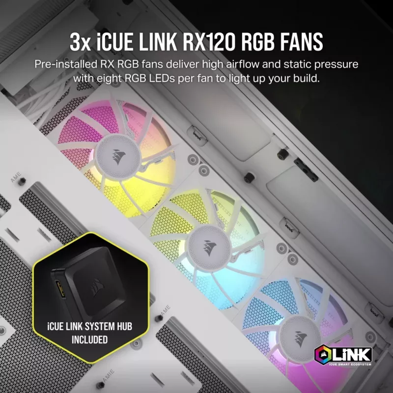 CORSAIR PC-Gehäuse – iCUE LINK 6500X RGB Mid-Tower Dual Chamber Weiß
