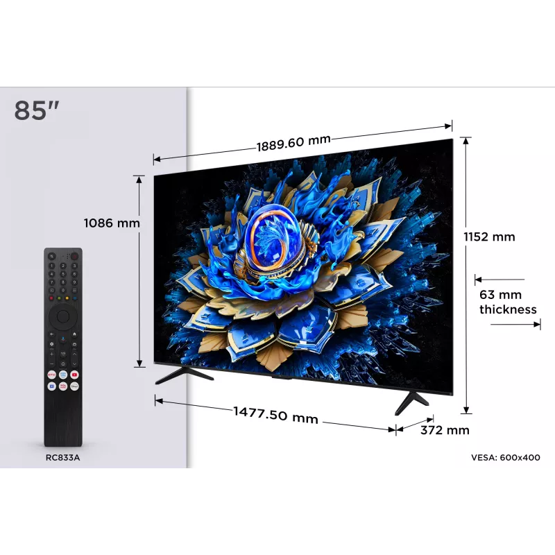 TCL T69C 85T69C TV 2,16 m (85 Zoll) 4K Ultra HD Smart TV Wi-Fi Schwarz