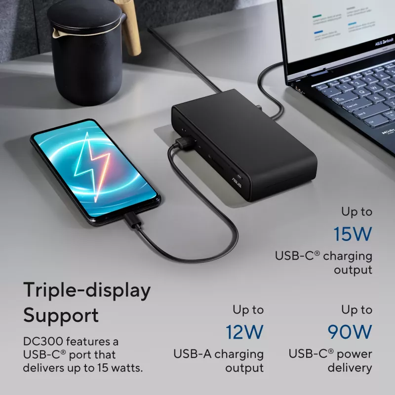 ASUS Triple Display USB-C Dock DC300 Docking USB 3.2 Gen 2 (3.1 Gen 2) Type-C Schwarz