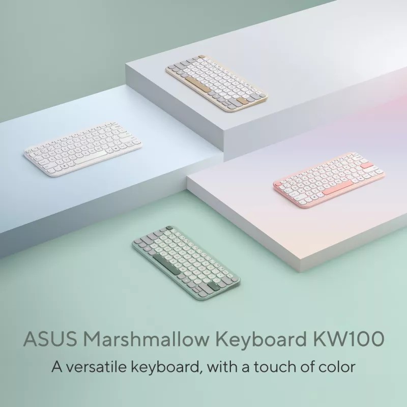 Wireless Bluetooth Keyboard ASUS Marshmallow KW100 — US International Layout, Oat Milk