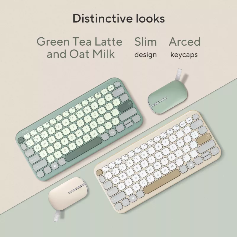 Wireless Bluetooth Keyboard ASUS Marshmallow KW100 — US International Layout, Oat Milk