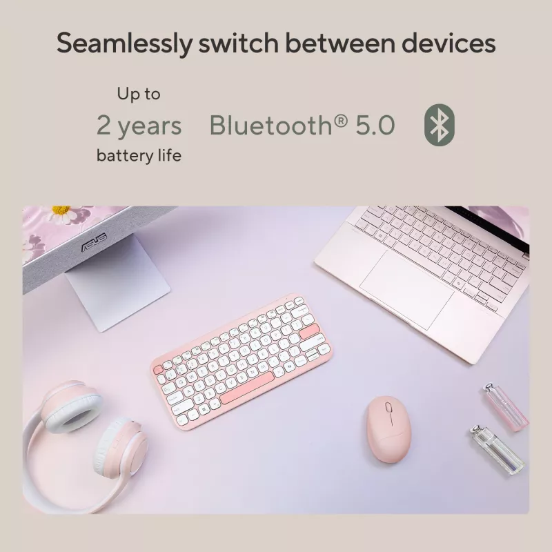 Wireless Bluetooth Keyboard ASUS Marshmallow KW100 — US International Layout, kompaktes Design