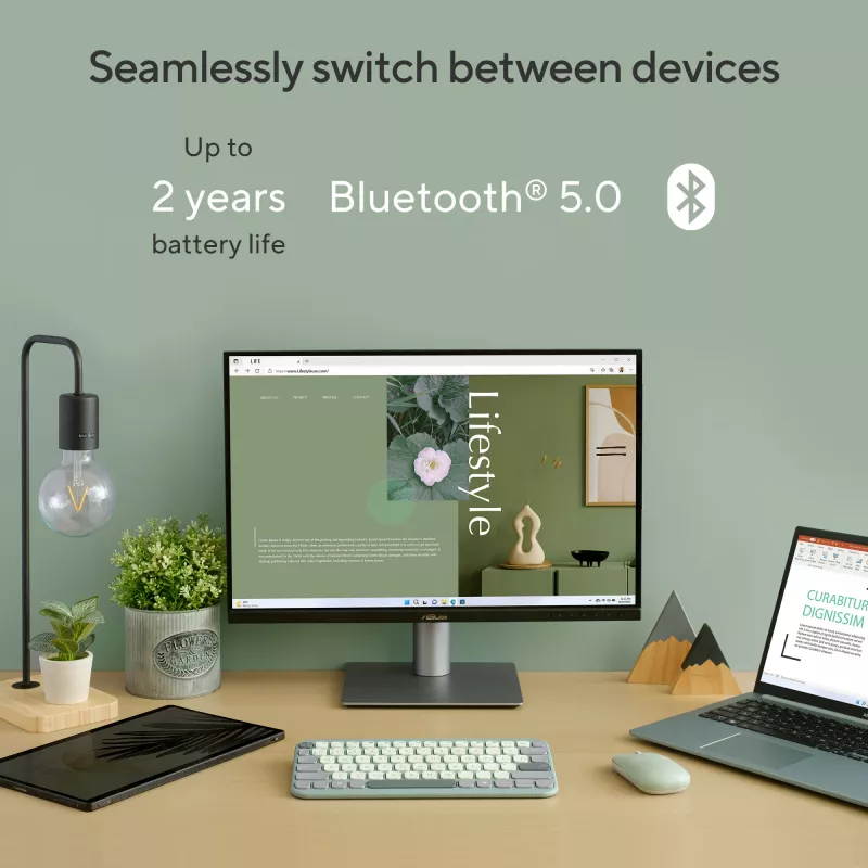 Wireless Bluetooth Keyboard ASUS Marshmallow KW100 — US International Layout, kompaktes Design