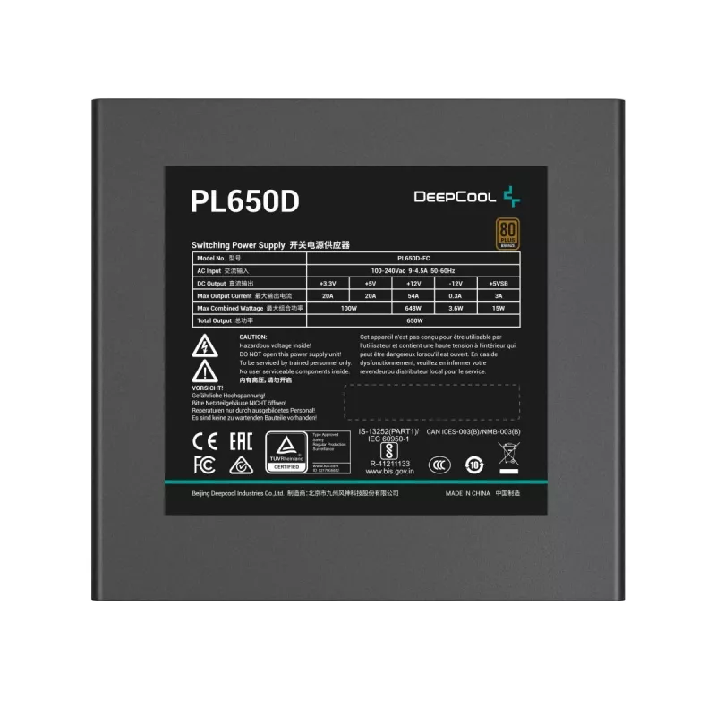 DEEPCOOL Pl650d Netzteil 650 W 20+4 Pin ATX - Weiß