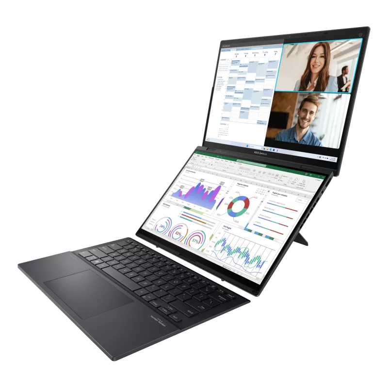 ASUS Zenbook Duo UX8406CA-PZ009W Intel Core Ultra 9 285H Hybrid (2-in-1) 35,6 cm (14 Zoll) Touchscreen 3K 32 GB LPDDR5x-SDRAM 2 TB SSD Wi-Fi 7 (802.11be) Windows 11 Home Grau