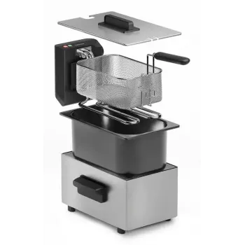 Fritteuse Tristar FR-9334 – einzelne 3 L Kapazität, 2000 W, Drehregler, silber