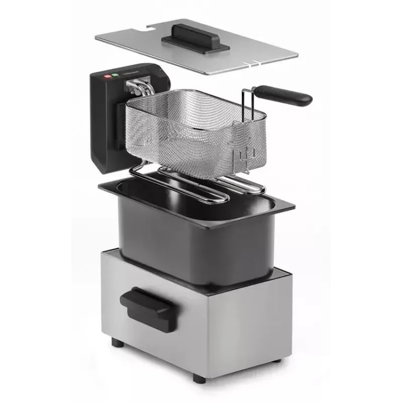 Fritteuse Tristar FR-9334 – einzelne 3 L Kapazität, 2000 W, Drehregler, silber