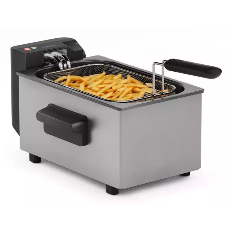 Fritteuse Tristar FR-9334 – einzelne 3 L Kapazität, 2000 W, Drehregler, silber