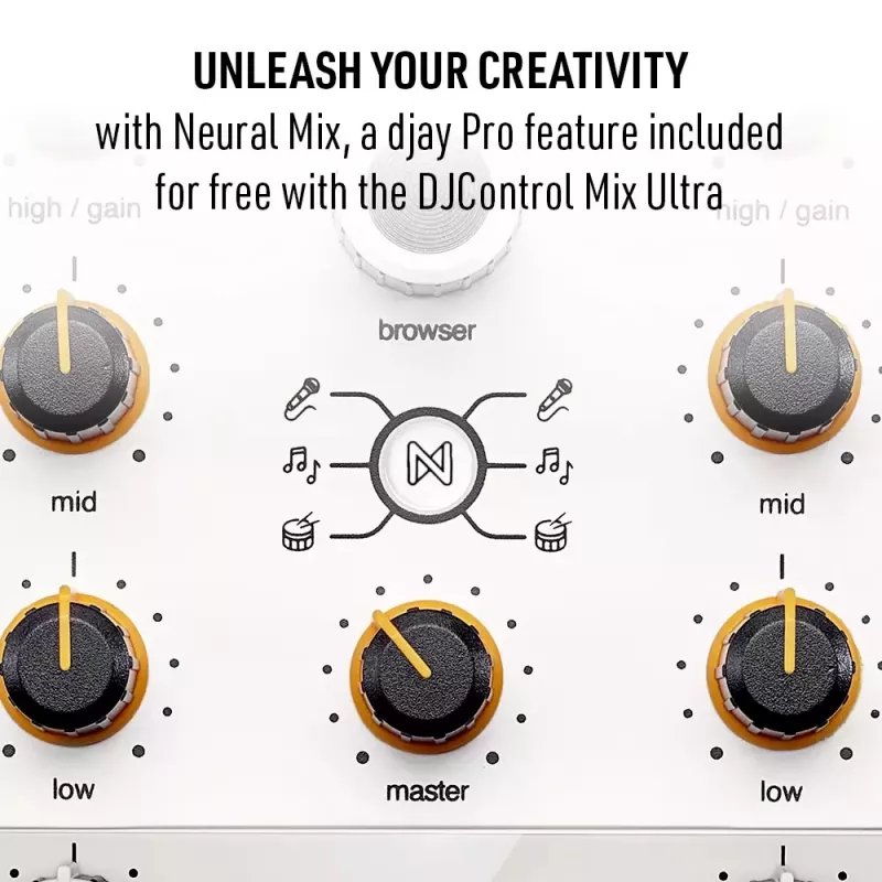 DJ-Controller Hercules DJControl Mix Ultra – weiß, mobiler Bluetooth-Controller