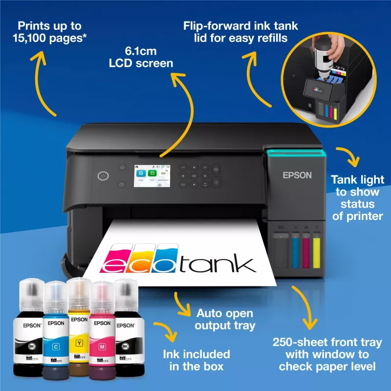 Multifunktions-Tintenstrahldrucker Epson EcoTank L6360 — Farbe, A4, 4800x1200 DPI, 35 ppm, Wi‑Fi, Duplex