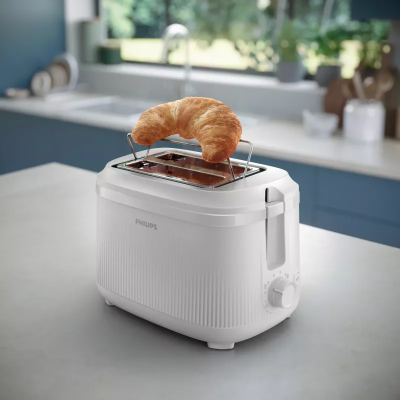 Philips 3000 series Toaster, 2 Scheiben, Weiß, Metall, Tasten, Drehregler, 900 W, 220-240 V