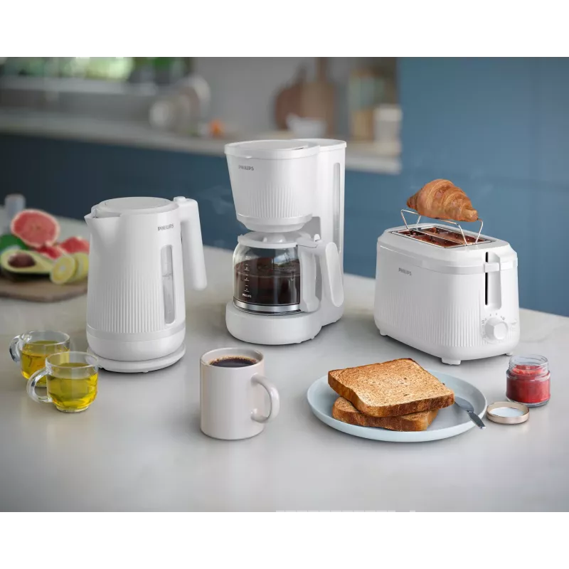 Philips 3000 series Toaster, 2 Scheiben, Weiß, Metall, Tasten, Drehregler, 900 W, 220-240 V