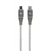 GEMBIRD Premium Baumwoll-geflochtenes USB Type-C zu micro-USB Lade- und Datenkabel, 1.5 m - Grau