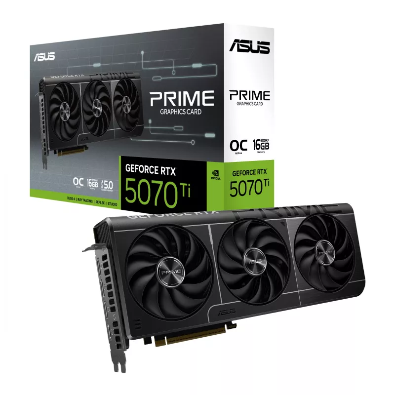 Grafikkarte ASUS GeForce RTX 5070 Ti — 16 GB GDDR7, 256-Bit, PCIe 5.0, 3xDP/1xHDMI, 306 × 126 × 50 mm