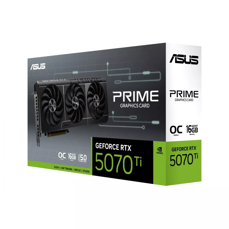 Grafikkarte ASUS GeForce RTX 5070 Ti — 16 GB GDDR7, 256-Bit, PCIe 5.0, 3xDP/1xHDMI, 306 × 126 × 50 mm