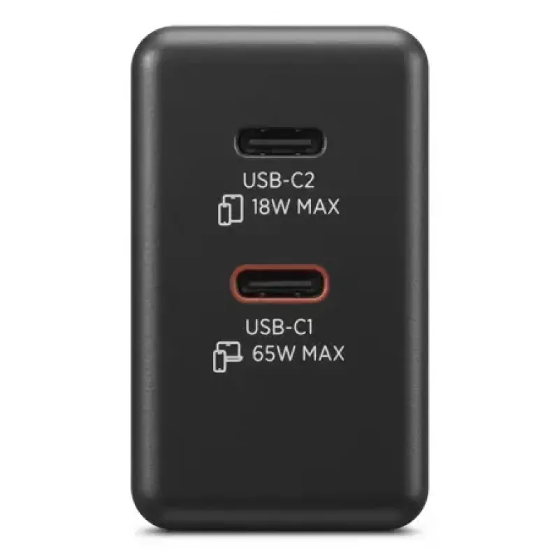 Ladegerät für Mobilgeräte Lenovo G0A6065BEU — Universelles AC-Ladegerät für den Innenbereich, 2× USB-C, 100–240 V, 1,5 m Kabel, Schwarz