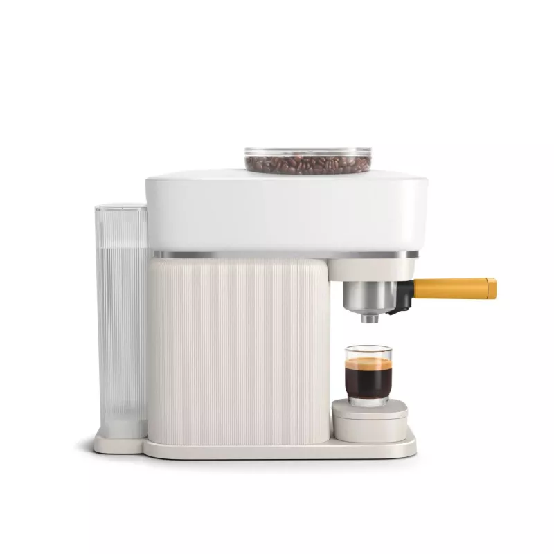 Philips Baristina Espressomaschine – Echter Espresso, einfach gemacht. Milchweiß mit Mango-Gelbem Siebträger (BAR300/03)