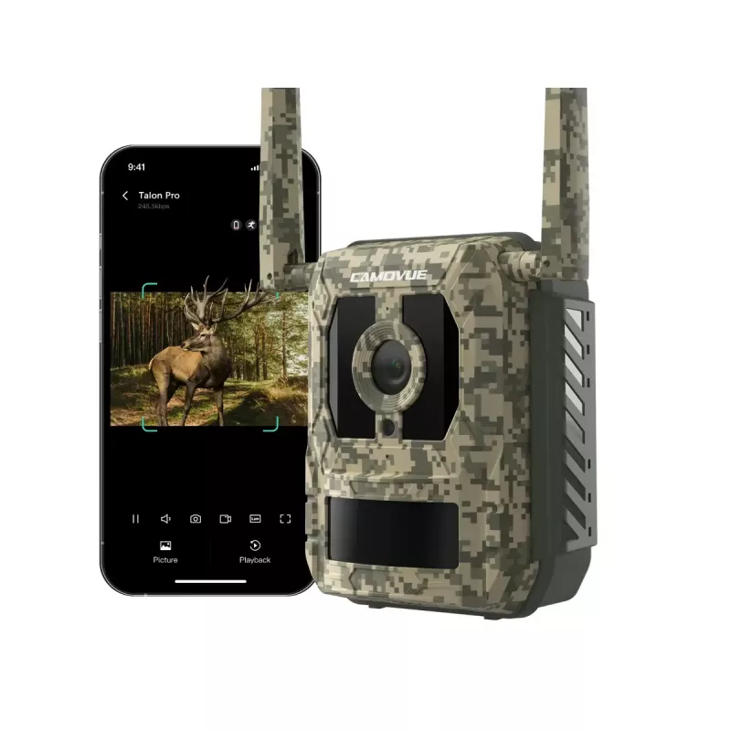 Wildkamera Reolink Camovue Talon S130 4G LTE, 8 MP, 3840×2160, 95° H × 50,2° V, IP67, wiederaufladbar über USB‑C, für den Außenbereich
