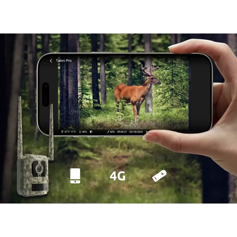 Wildkamera Reolink Camovue Talon S130 4G LTE, 8 MP, 3840×2160, 95° H × 50,2° V, IP67, wiederaufladbar über USB‑C, für den Außenbereich