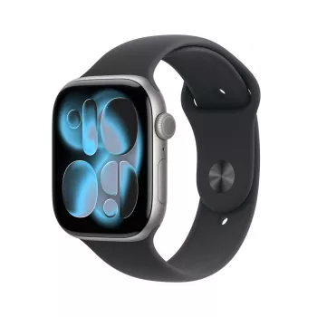 Apple Watch Series 11 GPS + Cellular 46mm Space Grey Aluminium Gehäuse mit schwarzem Sportarmband – M/L