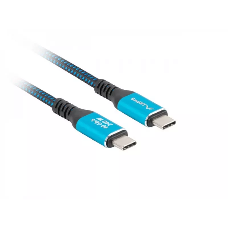 USB-C-Kabel LANBERG CA-CMCM-44CU-0005-BK 0,5 m — USB4 Gen 2x2, 40 Gbit/s, 240 W, schwarz