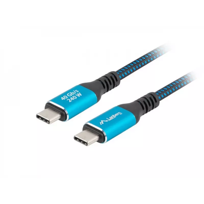 USB-C-Kabel LANBERG CA-CMCM-44CU-0005-BK 0,5 m — USB4 Gen 2x2, 40 Gbit/s, 240 W, schwarz