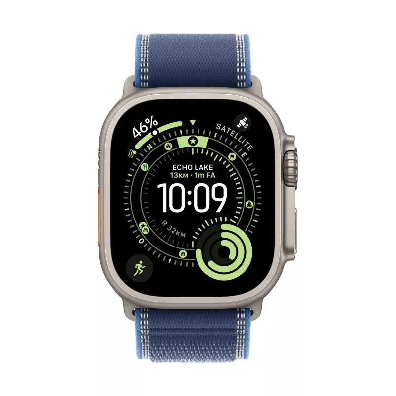 APPLE 49 mm Blue/Bright Blue Trail Loop – S/M – Schwarz Titanium Finish