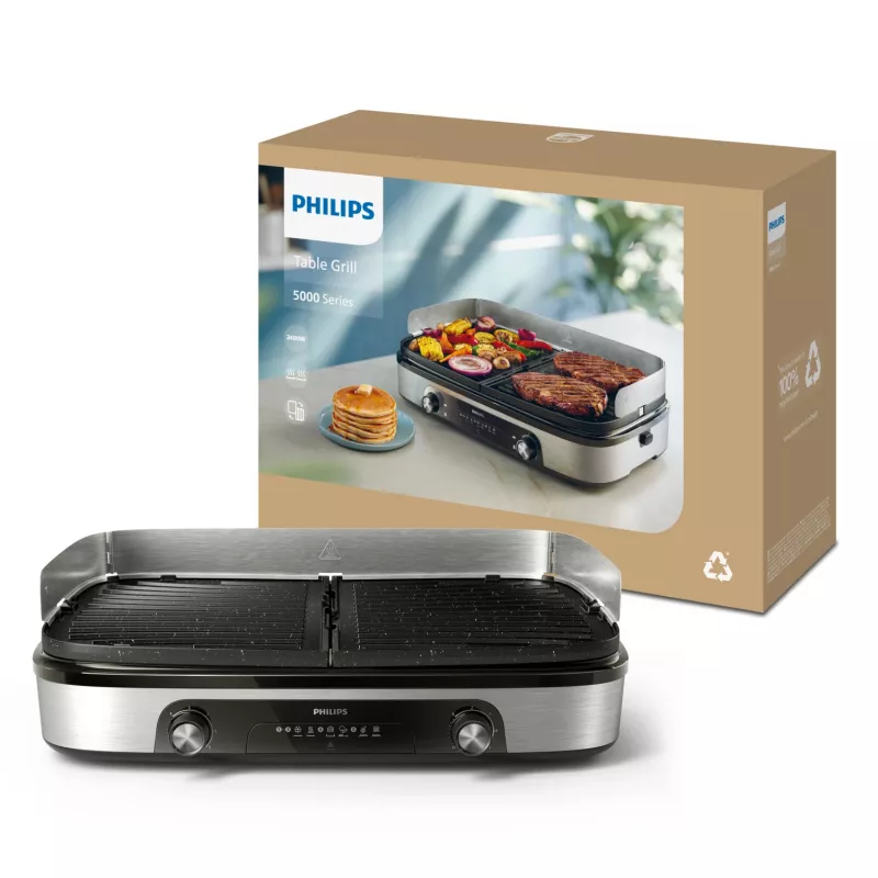 Elektrische Grillplatte Philips HD6222/90 2400 W Schwarz Edelstahl
