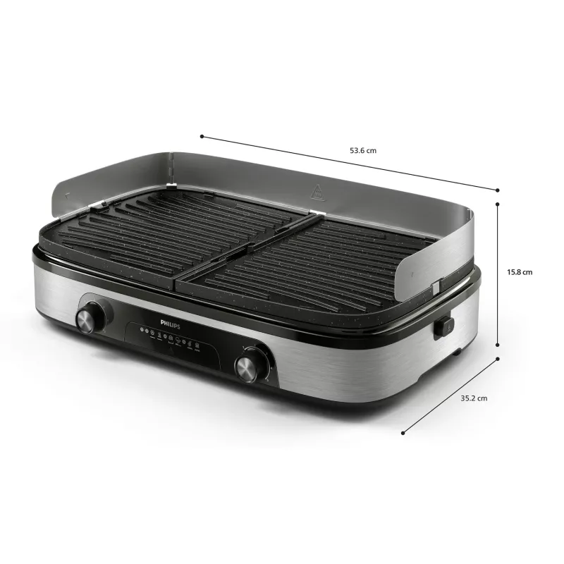Elektrische Grillplatte Philips HD6222/90 2400 W Schwarz Edelstahl